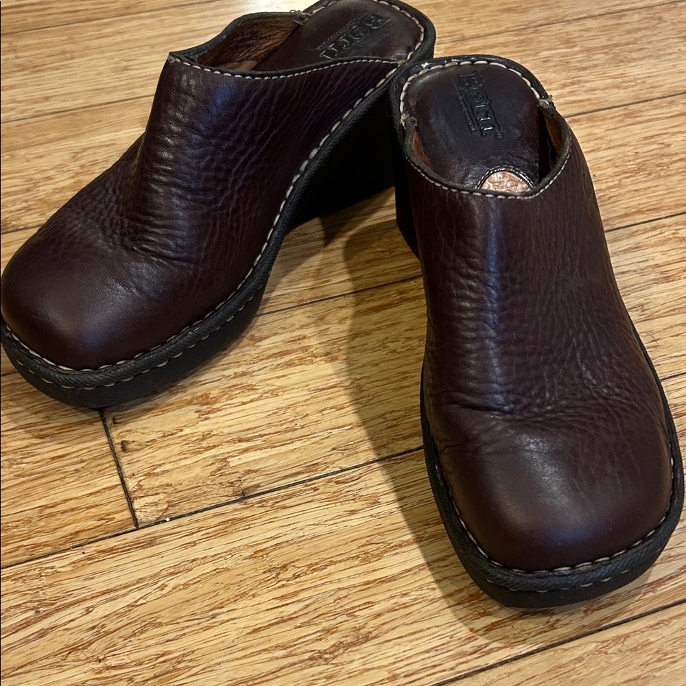 Born Festival Boho Brown/Dark Burgundy Leather Clogs Mules Women’s 7